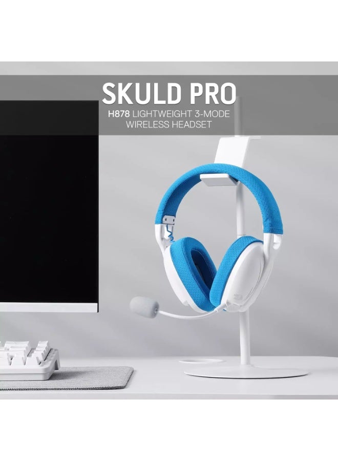 ريدراجون H878 3-Mode Wireless Blue Lighting Gaming Headset - Lightweight - 7.1 Surround Sound - 40MM Drivers - Detachable Microphone - Multi Platforms for PC, PS5/4/3, Switch, Mobile, White&Blue - Image 3