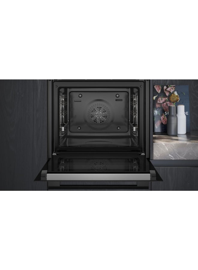 سيمنز فرن كهربائي مدمج Siemens iQ300 HB272GES3M، تنظيف بيوفليتي، قلي هوائي، 71 لتر، 3D HotAir Plus، سكة تلسكوبية، ستانلس ستيل HB272GES3M أسود--ضمان 3 سنوات - Image 2