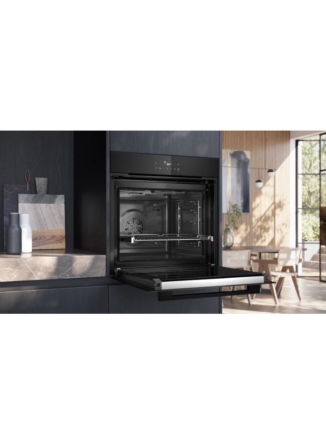 سيمنز فرن كهربائي مدمج Siemens iQ300 HB272GES3M، تنظيف بيوفليتي، قلي هوائي، 71 لتر، 3D HotAir Plus، سكة تلسكوبية، ستانلس ستيل HB272GES3M أسود--ضمان 3 سنوات - Image 3
