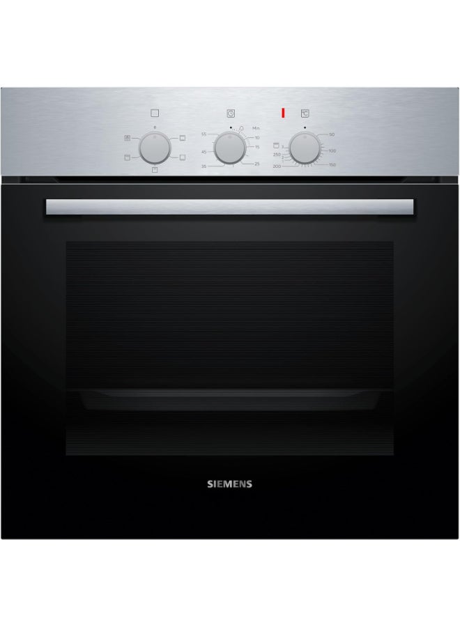 سيمنز فرن كهربائي مدمج Siemens iQ100 HB011FBR1M، سعة 71 لتر، حرارة من الأعلى/الأسفل، شواية متغيرة، humidClean Plus، ستانلس ستيل HB011FBR1M أسود - ضمان 3 سنوات - Image 1