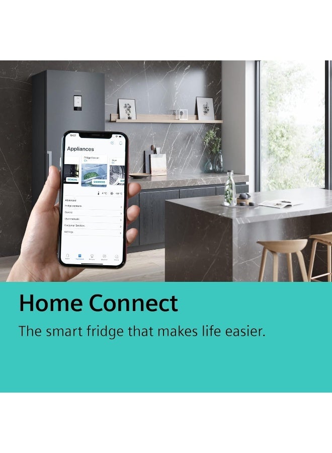 سيمنز ثلاجة فريزر باب فرنسي سيمنز KF96NAXEAG، سعة صافية 605 لتر، بدون صقيع، تدفق هواء متعدد، تبريد فائق، LED، ستانلس ستيل أسود - Image 4