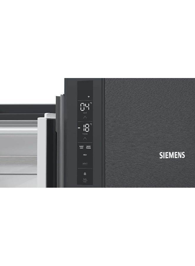 سيمنز ثلاجة فريزر باب فرنسي سيمنز KF96NAXEAG، سعة صافية 605 لتر، بدون صقيع، تدفق هواء متعدد، تبريد فائق، LED، ستانلس ستيل أسود - Image 3