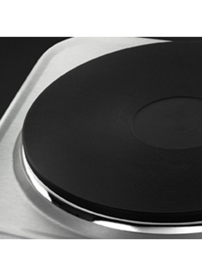 راسيل هوبز راسل هوبس موقد كهربائي صغير من الفولاذ المقاوم للصدأ بصفحتين، 1500 واط للوحة الكبيرة و750 واط للوحة الصغيرة، تحكم حراري متغير ومستقل، مؤشرات طاقة نيون، أقدام غير قابلة للانزلاق، فضي، 15199 - Image 5