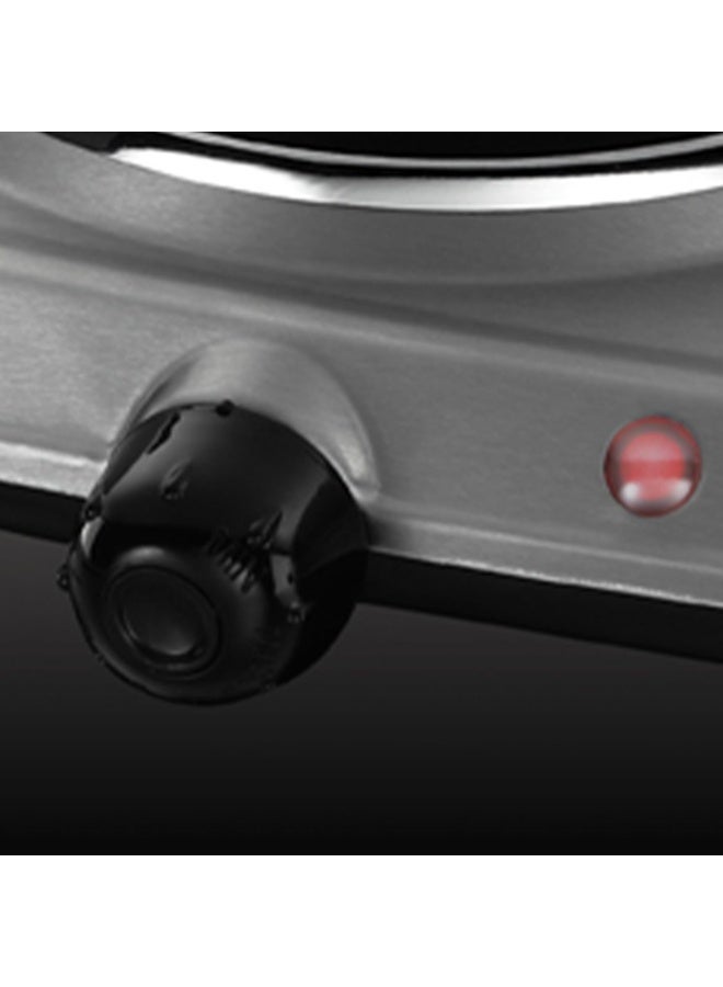 راسيل هوبز راسل هوبس موقد كهربائي صغير من الفولاذ المقاوم للصدأ بصفحتين، 1500 واط للوحة الكبيرة و750 واط للوحة الصغيرة، تحكم حراري متغير ومستقل، مؤشرات طاقة نيون، أقدام غير قابلة للانزلاق، فضي، 15199 - Image 4