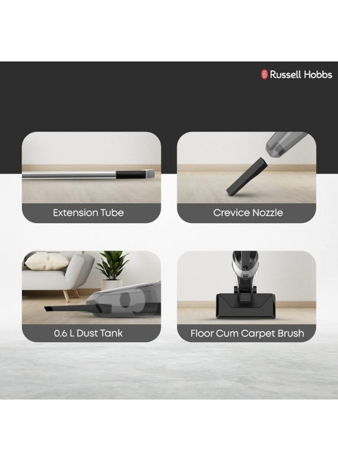 راسيل هوبز راسل هوبس مكنسة كهربائية يدوية وعصا 3 في 1 بقدرة 600 واط مع قوة شفط عالية، خزان غبار 0.6 لتر، سلك بطول 7 أمتار، فلتر HEPA، تصميم خفيف وهادئ للاستخدام المنزلي والمكتبي، موديل K-22A102-B باللون أسود 600 W K-22A102-B - Image 4