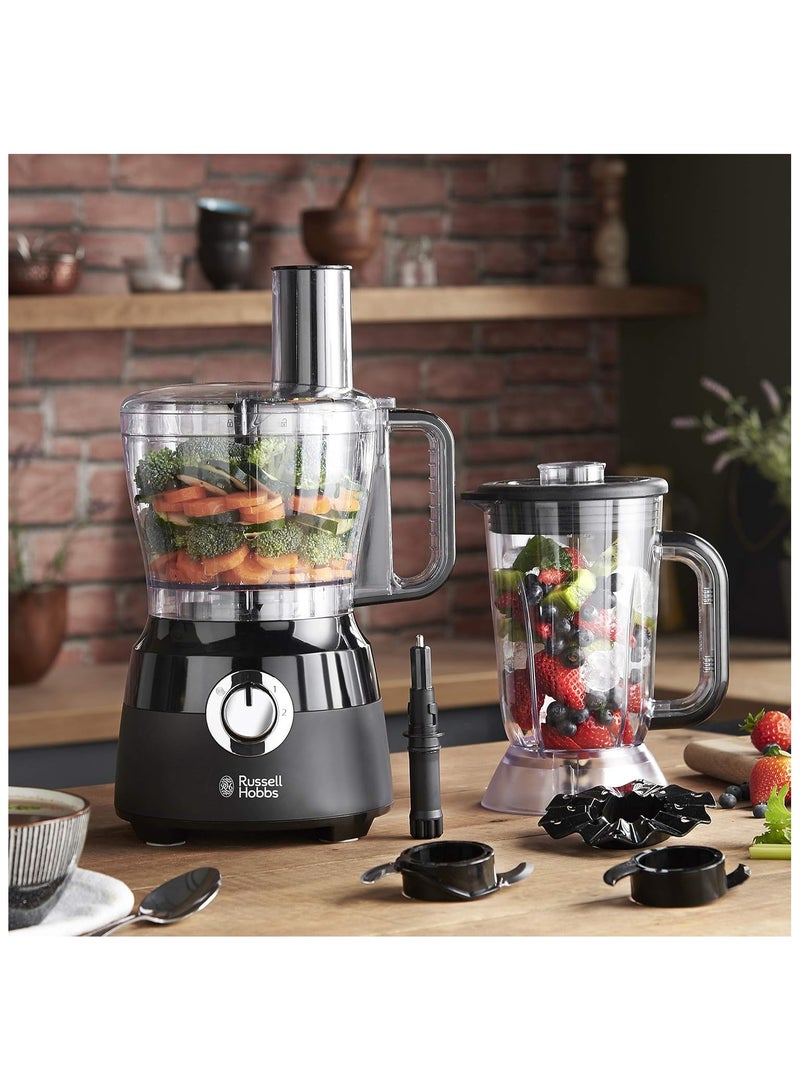 راسيل هوبز معالج الطعام راسل هوبز ديزاير 24732 سعة 1.5 لتر مع 5 ألواح تقطيع للتقطيع والعجن باللون الأسود غير اللامع 600 واط - Image 2