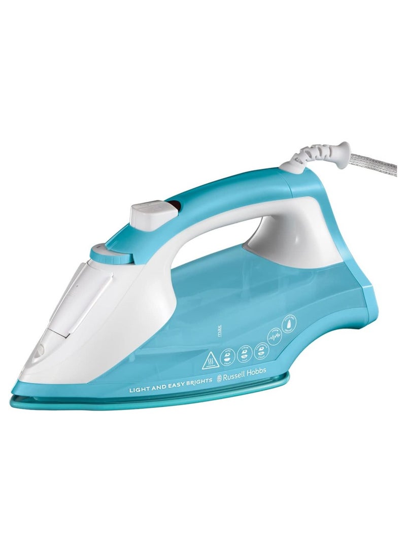 راسيل هوبز مكواة بخار راسل هوبس لايت وإيزي برايتس أكوا، قاعدة سيراميك معززة بتنعيم الأقمشة. 2x انزلاق أكثر سلاسة، 2x متانة، خزان ماء سعة 240 مل، 115 جرام دفعة بخار، 35 جرام بخار مستمر، 2400 واط، 26482 - Image 1
