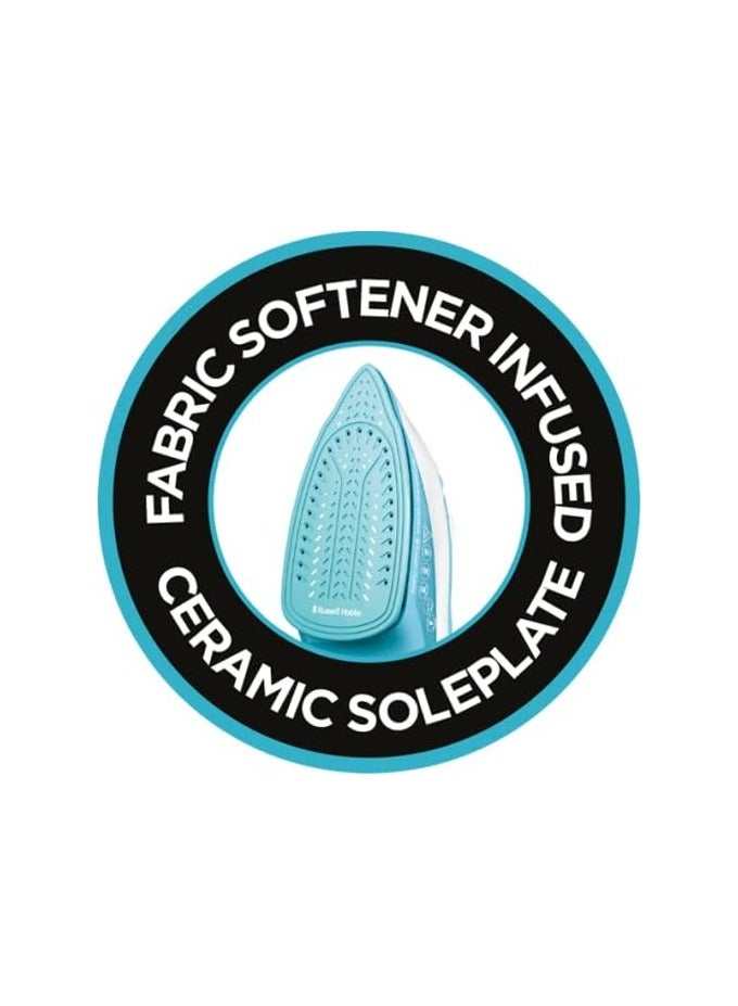 راسيل هوبز مكواة بخار راسل هوبس لايت وإيزي برايتس أكوا، قاعدة سيراميك معززة بتنعيم الأقمشة. 2x انزلاق أكثر سلاسة، 2x متانة، خزان ماء سعة 240 مل، 115 جرام دفعة بخار، 35 جرام بخار مستمر، 2400 واط، 26482 - Image 4