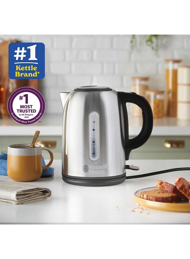راسيل هوبز غلاية كهربائية راسل هوبز سنودون 1.7 لتر، 3000 واط من الفولاذ المقاوم للصدأ، غلاية سريعة الغليان للمنزل والمكتب، بدون سلك، إيقاف تلقائي، مؤشر مستوى الماء، ضمان لمدة سنتين - الطراز 20441، عبوة واحدة - Image 2