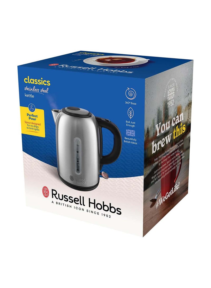 راسيل هوبز غلاية كهربائية راسل هوبز سنودون 1.7 لتر، 3000 واط من الفولاذ المقاوم للصدأ، غلاية سريعة الغليان للمنزل والمكتب، بدون سلك، إيقاف تلقائي، مؤشر مستوى الماء، ضمان لمدة سنتين - الطراز 20441، عبوة واحدة - Image 3