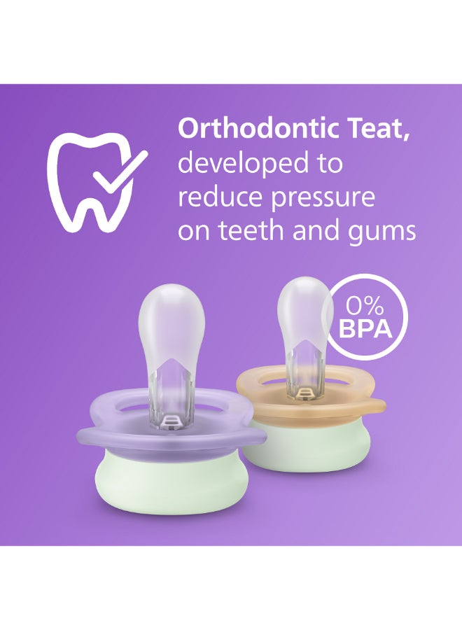 مهدئات الليل ألترا ستارت، مصاصات تقويم الأسنان مصممة للمواليد الجدد، تتوهج في الظلام، حلمة سيليكون متناظرة، خالية من BPA، مع علبة تعقيم/حمل، عبوة من 2 - Image 4