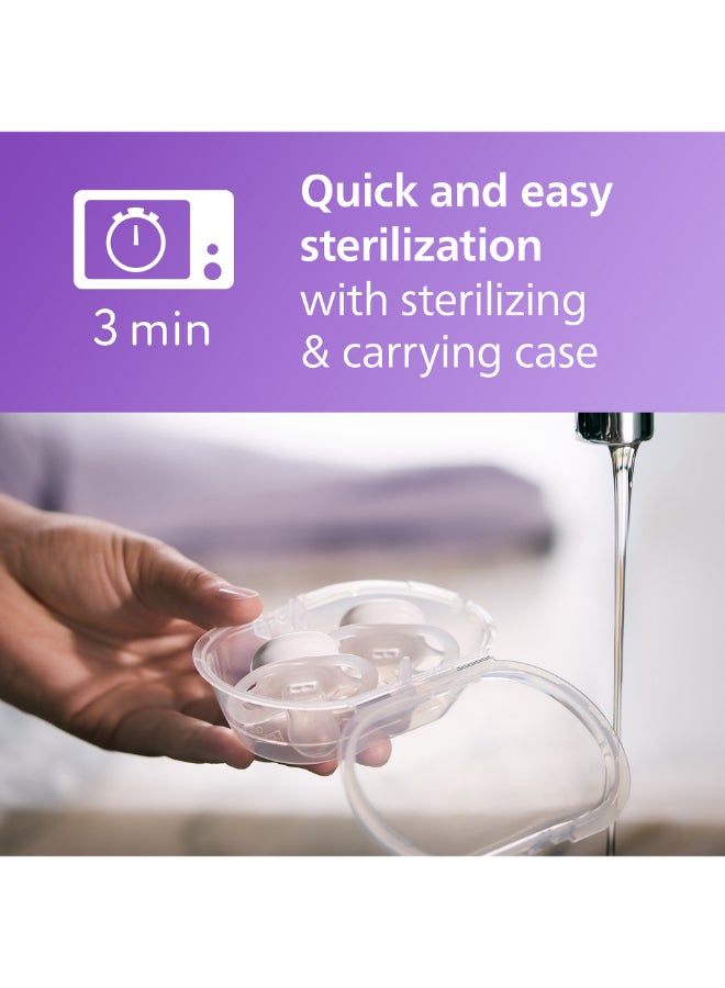 مهدئات الليل ألترا ستارت، مصاصات تقويم الأسنان مصممة للمواليد الجدد، تتوهج في الظلام، حلمة سيليكون متناظرة، خالية من BPA، مع علبة تعقيم/حمل، عبوة من 2 - Image 5