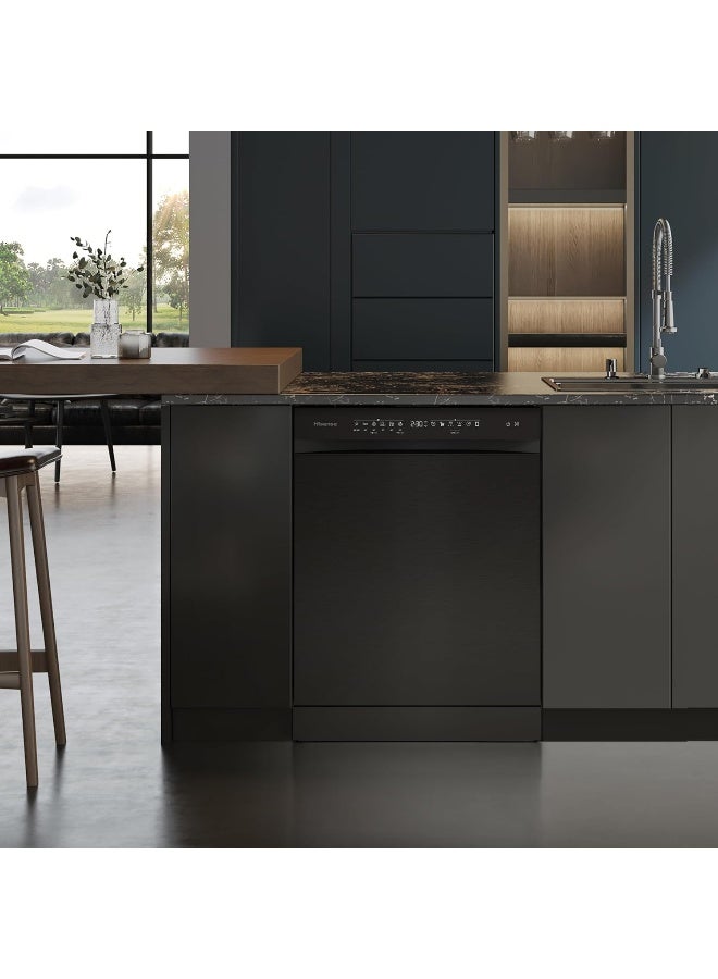 Hisense Dishwasher - 16 sets WIFI Inverter, Smart dry, Corner boost- HS673C90BME HS673C90BME black - Image 2