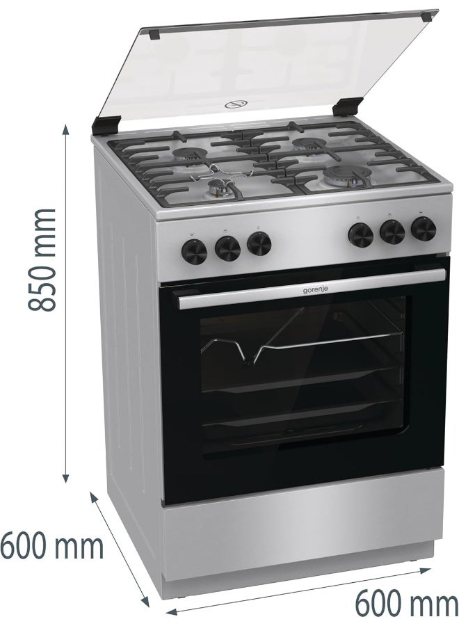 جورنجي Gorenje 60 cm Freestanding Gas Cooker GGI6A21XH – High-Performance Cooking with Triple Ring Burner & Spacious 64L HomeMade Oven GGI6A21XH silver - Image 3