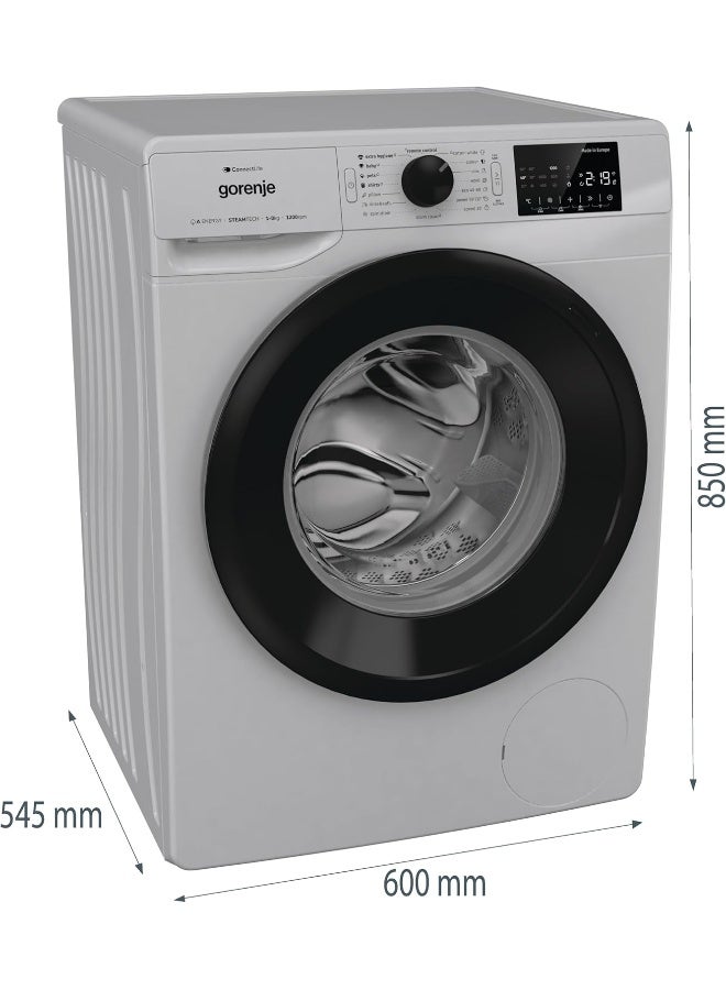 جورنجي غسالة ملابس أمامية Gorenje WPNEI82A1SWA سعة 8 كجم – تحكم ذكي عبر الواي فاي، 1200 دورة في الدقيقة، محرك عاكس، تقنية البخار، غسيل سريع وقوي، رمادي معدني - Image 3