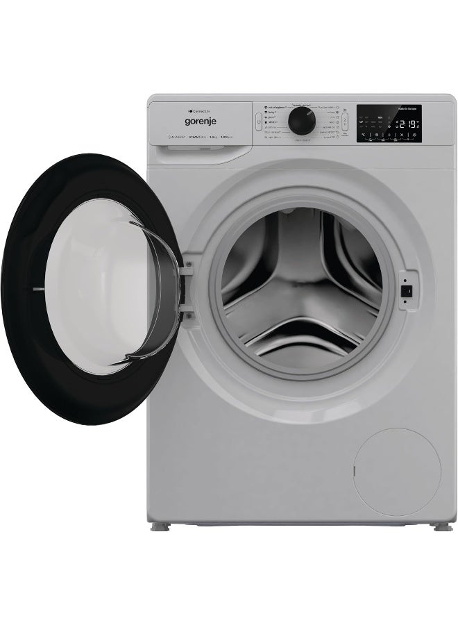 جورنجي غسالة ملابس أمامية Gorenje WPNEI82A1SWA سعة 8 كجم – تحكم ذكي عبر الواي فاي، 1200 دورة في الدقيقة، محرك عاكس، تقنية البخار، غسيل سريع وقوي، رمادي معدني - Image 4