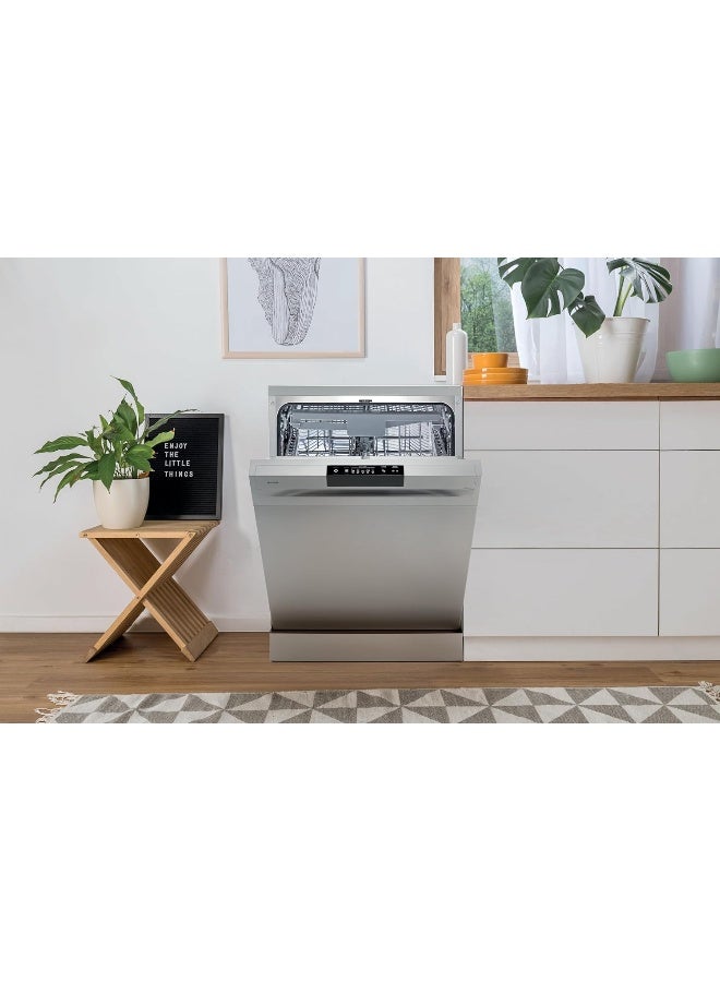 جورنجي Gorenje GS643E10SME Freestanding Dishwasher – 14 Place Settings, 6 Programs, Half Load Function, Stainless Steel Tub, Silver Finish GS643E10SME silver - Image 2