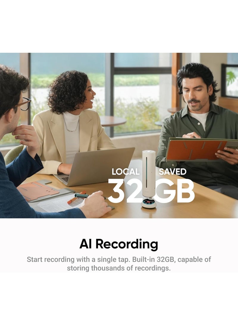Insta360 Wave Standard Bundle | AI Noise-Cancelling Speakerphone, Full Duplex Audio with 8-Mics, 16 ft Voice Pickup, 32 GB Meeting Recorder, for Video Calls, Meetings, Conferences, Podcasts - White White - Image 3