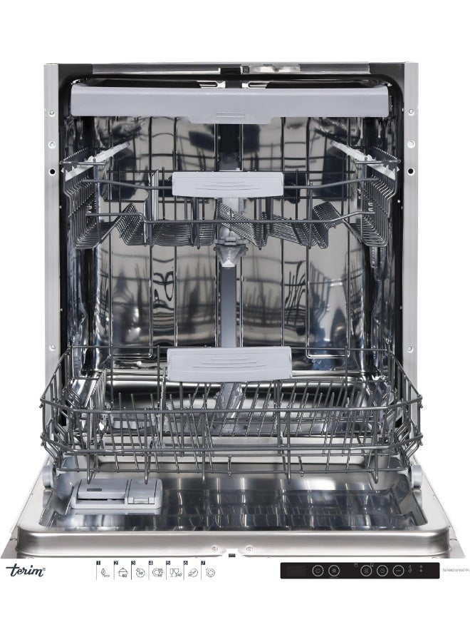 تيرم  Terim TERBIDW1507FI Fully Integrated Built-in Dishwasher, 60cm, 15 Place Settings, 7 Programs, LED Hidden Display, Stainless Steel Tub TERBIDW1507FI white - Image 2