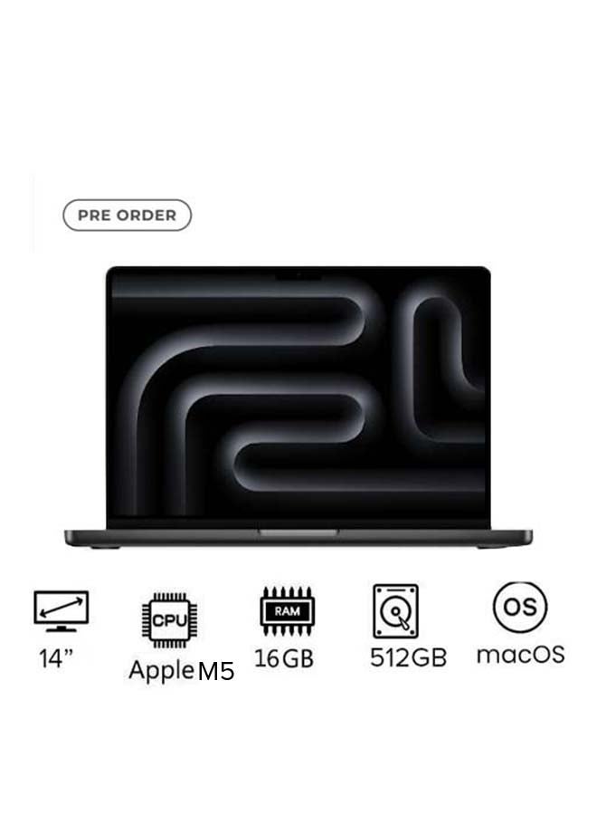 Apple New M5 Macbook Pro 2025 MDE04 Laptop With 14‑inch XDR Retina Display, M5 chip with 10-core CPU, 10-core GPU Processor/16GB RAM/512GB SSD/MacOS English/Arabic Space Black - Image 1
