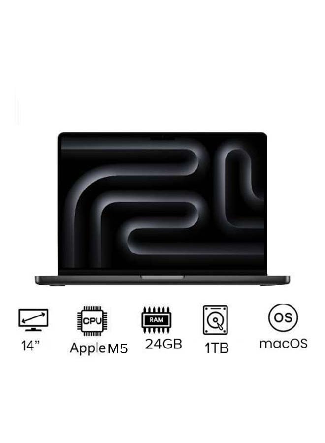 Apple New M5 Macbook Pro 2025 MDE34 Laptop With 14‑inch XDR Retina Display, M5 chip with 10-core CPU, 10-core GPU Processor/24GB RAM/1TB SSD/MacOS English/Arabic Space Black - Image 1