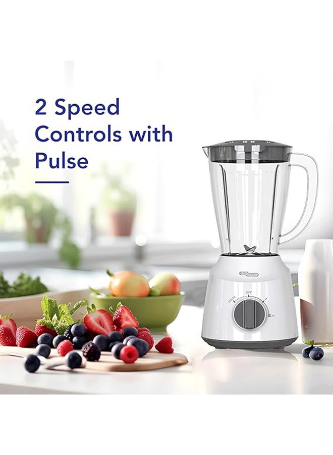 سوبر جنرال خلاط وطاحونة 2 في 1 بسعة 1.5 لتر، شفرات من الفولاذ المقاوم للصدأ، 400 واط، سرعتين، تحكم شخصي بالنبض، متين، سهل الغسل، أبيض، SGBG70D - Image 5