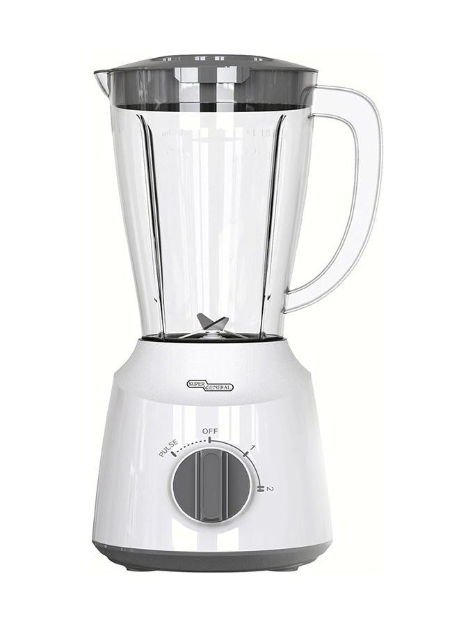 سوبر جنرال خلاط وطاحونة 2 في 1 بسعة 1.5 لتر، شفرات من الفولاذ المقاوم للصدأ، 400 واط، سرعتين، تحكم شخصي بالنبض، متين، سهل الغسل، أبيض، SGBG70D - Image 1