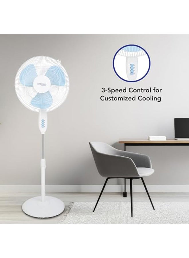 سوبر جنرال مروحة قائمة، دوران، ارتفاع قابل للتعديل يصل إلى 140 سم، 3 سرعات، قائمة بذاتها، موفرة للطاقة، بيضاء، SGSF28M - Image 4