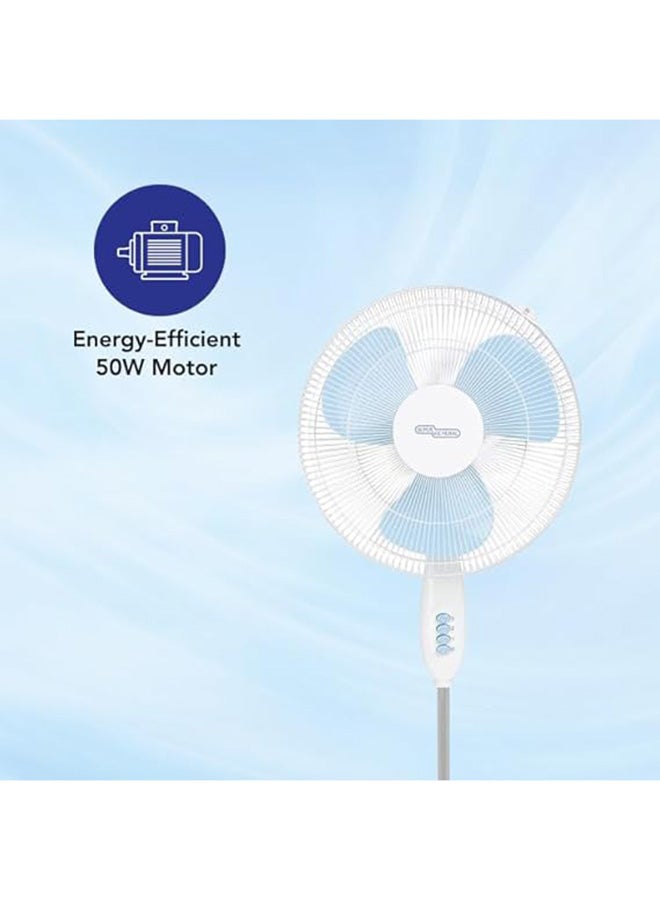 سوبر جنرال مروحة قائمة، دوران، ارتفاع قابل للتعديل يصل إلى 140 سم، 3 سرعات، قائمة بذاتها، موفرة للطاقة، بيضاء، SGSF28M - Image 3