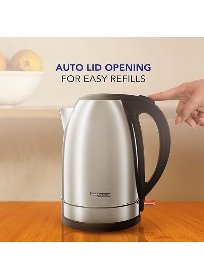 سوبر جنرال غلاية كهربائية سعة 2.5 لتر، فتح غطاء تلقائي، 1850–2200 واط، تسخين سريع، مقاومة للتآكل، ميزة إيقاف التشغيل التلقائي للسلامة، حماية من الغليان الجاف، هيكل من الفولاذ المقاوم للصدأ، SGK318SS - Image 4