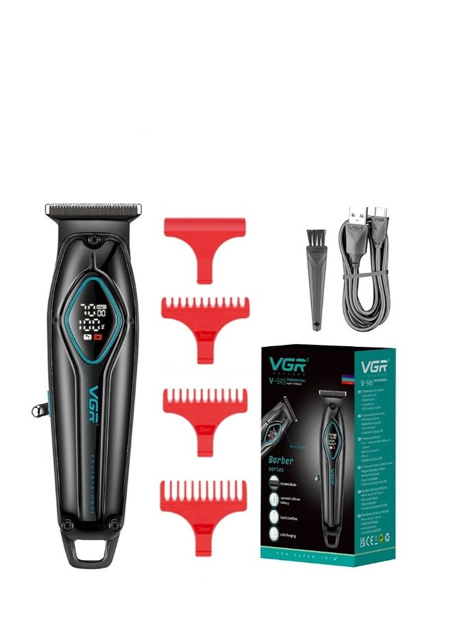 VGR V-945 Professional Metal Body Digital Display 7000RPM Ceramic & Powder Metallurgic blade Pro Li Outliner Electric Cordless Clipper Grooming Kit T-Blade Close Cutting 0mm Bald Head 180 min Black - Image 2