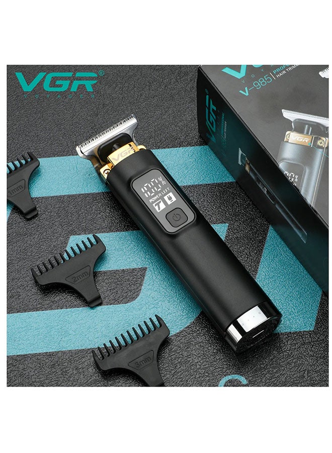 VGR V-985 Limited Edition Professional Hair Clipper, Salon Trimmer with Turbo Mode, Digital Display, Springless Blades, 3 Cutting Combs, 200min Runtime,1500mAh Lithium Battery - Black - Image 2