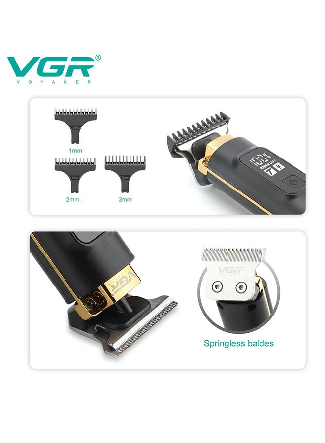 VGR V-985 Limited Edition Professional Hair Clipper, Salon Trimmer with Turbo Mode, Digital Display, Springless Blades, 3 Cutting Combs, 200min Runtime,1500mAh Lithium Battery - Black - Image 4