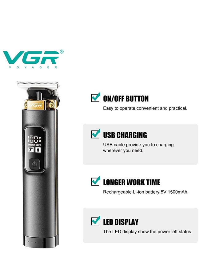 VGR V-985 Limited Edition Professional Hair Clipper, Salon Trimmer with Turbo Mode, Digital Display, Springless Blades, 3 Cutting Combs, 200min Runtime,1500mAh Lithium Battery - Black - Image 5