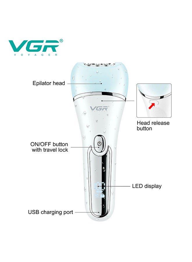 في جي آر مجموعة العناية النسائية الاحترافية V-733، جهاز إزالة الشعر للنساء للعناية بالجسم بالكامل | مجموعة العناية 6 في 1، شاشة LED، 90 دقيقة من وقت التشغيل وبطارية ليثيوم 600 مللي أمبير مع مقاومة للماء IPX 7، ضمان لمدة سنة - Image 5