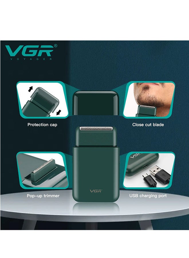 VGR Men Voyager V-390 Professional Shaver Trimmer with 45 Min Runtime - Green - Image 2