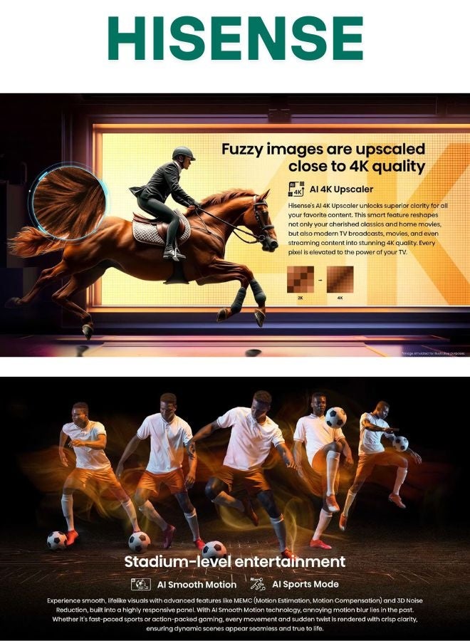 Hisense 65-Inch 4K UHD Smart TV – Immersive Entertainment with Dolby Vision, Dolby Audio & Game Mode Plus | VIDAA OS, Wi-Fi, Bluetooth, Netflix & YouTube (65A61Q - 2025 Model) 65A61Q Black - Image 4