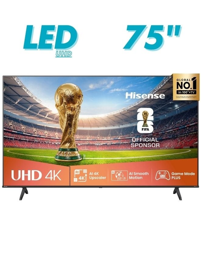 Hisense 75-Inch 4K UHD Smart TV – Ideal for Home Entertainment, Movies & Gaming | Dolby Vision & Audio, VIDAA OS, Game Mode, Bluetooth, HDMI, WiFi (75A62QS - 2025 Model) 75A62QS Black