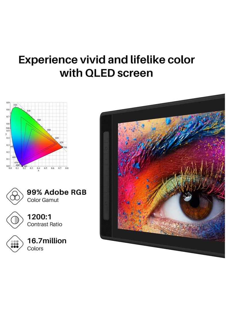 HUION Kamvas Pro 16 2.5K QHD Drawing Tablet – 15.8" QLED Pen Display with Full Lamination, Battery-Free Stylus Black - Image 4