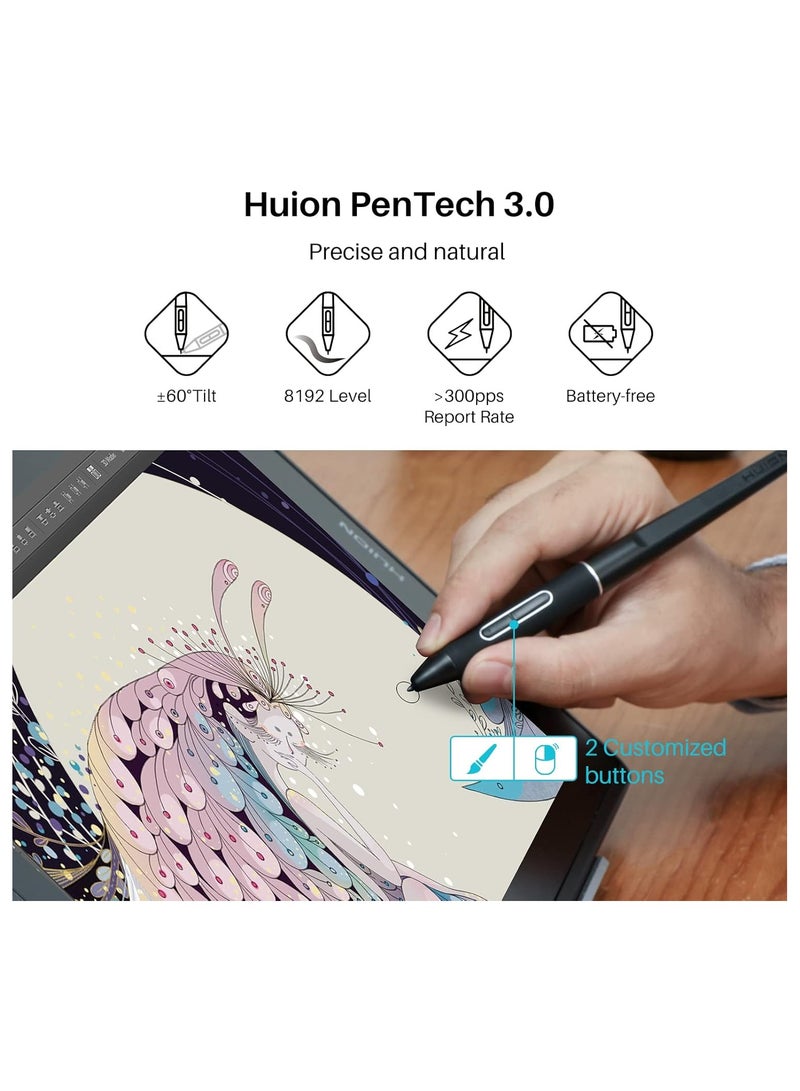 HUION Kamvas Pro 16 2.5K QHD Drawing Tablet – 15.8" QLED Pen Display with Full Lamination, Battery-Free Stylus Black - Image 5