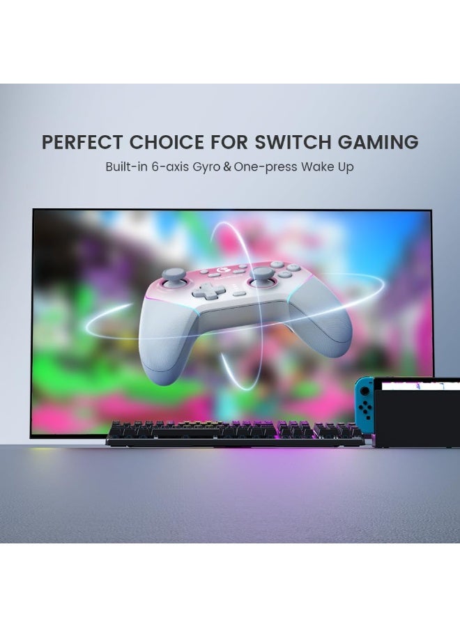 جيم سير وحدة تحكم الألعاب اللاسلكية سوبر نوفا بمعدل استجابة 1000Hz، عصا تحكم وتأثير هال، لوحة وجه قابلة للفصل، قاعدة شحن - متوافقة مع الكمبيوتر، نينتندو سويتش، iOS وأندرويد - Image 5