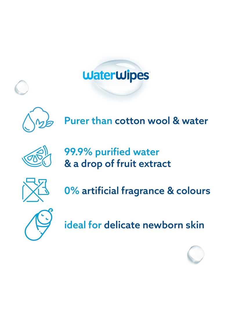 WaterWipes Original Plastic Free Baby Wipes, 99.9% Water Based Wet Wipes & Unscented for Sensitive Skin - Image 4