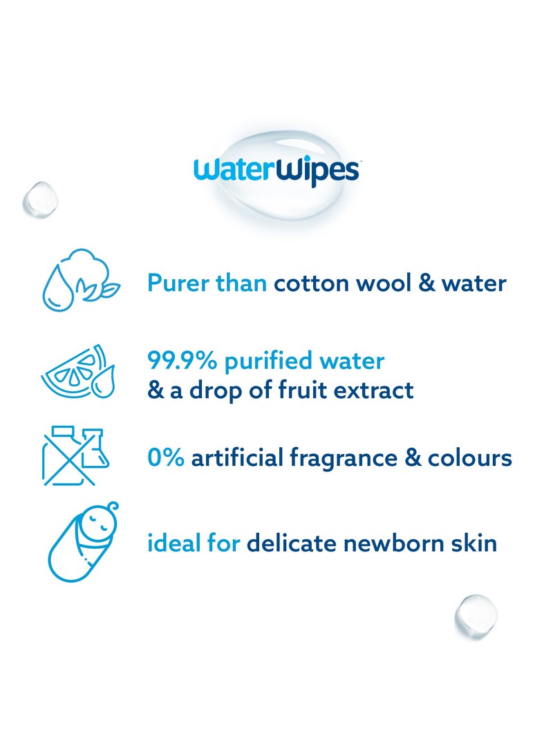 ووتر وايبس Original Plastic Free Baby Wipes, 99.9% Water Based Wet Wipes & Unscented for Sensitive Skin - Image 4