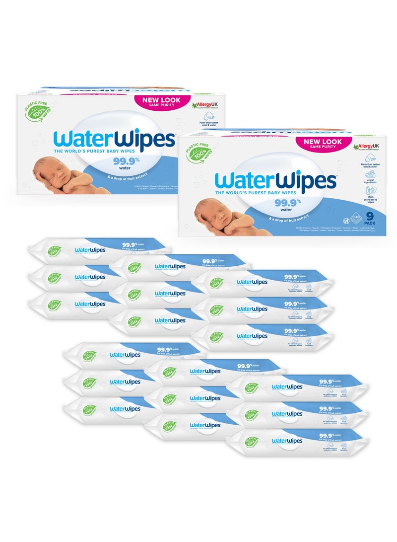 ووتر وايبس Original Plastic Free Baby Wipes, 99.9% Water Based Wet Wipes & Unscented for Sensitive Skin - Image 1