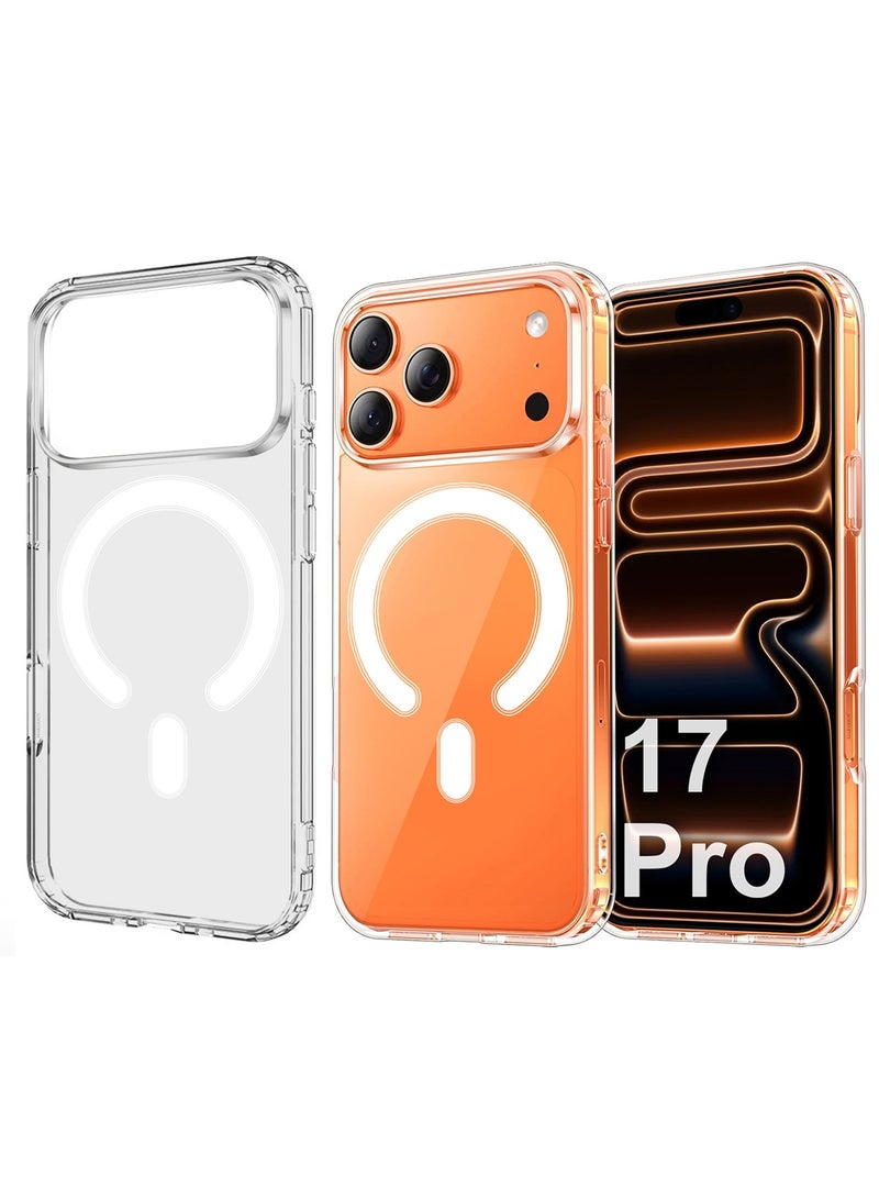MARGOUN 2 Packs Magnetic Clear Case for iPhone 17 Pro - One Case One Privacy Screen Protector - MagSafe Compatible Shockproof TPU Drop Protection Slim Transparent Cover Clear-4 - Image 2