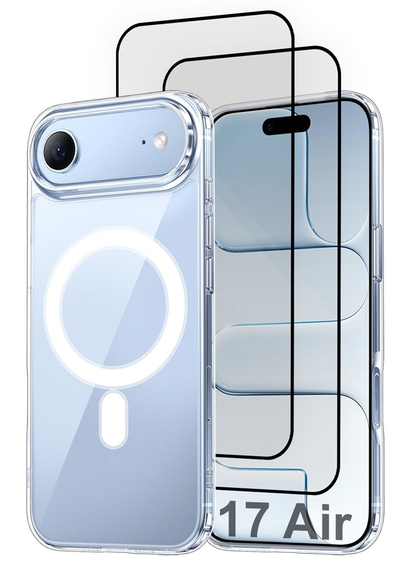 MARGOUN 3 Packs Magnetic Clear Case for iPhone 17 Air - One Case Two 3D Screen Protectors - MagSafe Compatible Shockproof TPU Drop Protection Slim Transparent Cover Clear-3 - Image 1