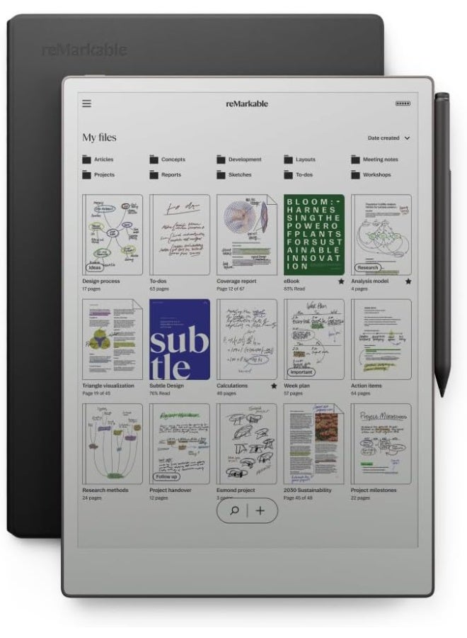 reMarkable Paper Pro Tablet 11.8-inch & Marker Plus Pen with Eraser and a Book Folio Cover in Black Leather - Image 1