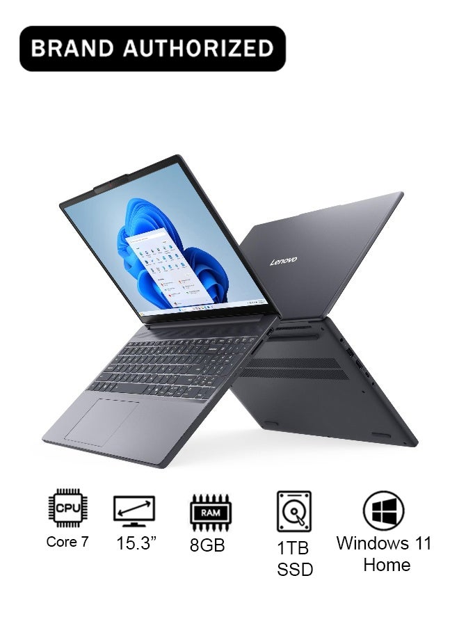 لينوفو IdeaPad Slim 3 Laptop With 15.3-Inch Full HD Display,Core 7 240H Processor/8GB RAM/1TB SSD/Integrated Graphics/Windows 11 Home Luna Grey - Image 1