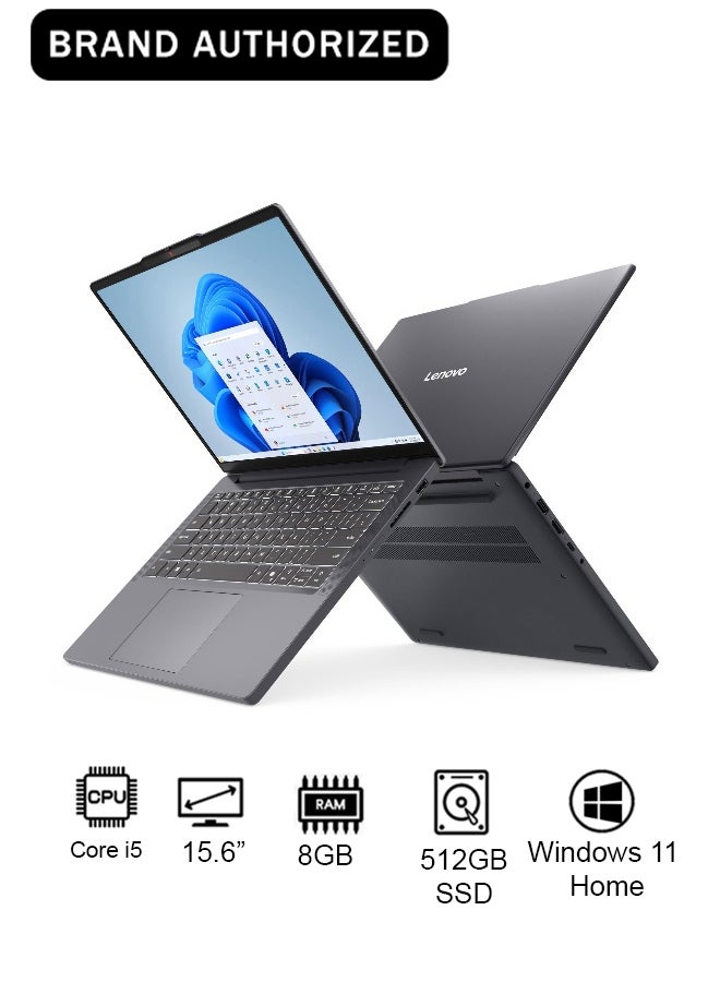 لينوفو IdeaPad Slim 3 Laptop With 15.6-Inch Full HD Display,AMD Ryzen 5 5625U Processor/8GB RAM/512GB SSD/AMD Radeon Graphics/Windows 11 Home Luna Grey - Image 1