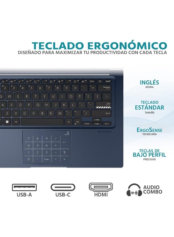 أسوس (Upgraded Version) Vivobook 14 (2025) -13th Gen Laptop - Intel Core i7-1355U / 14inch FHD Display / 12GB RAM / 512GB SSD / Intel UHD Graphics / Wi-Fi 5 / Windows 11 Home / Quiet Blue English/Arabic Quiet Blue - Image 4